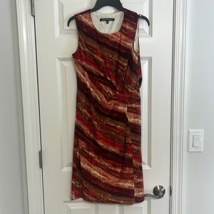 this is a red orange multicolor dress